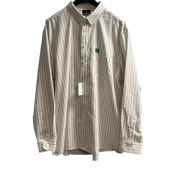 Stafford Shirt Men XXLXT Brown Striped Button Down Coolmax Office Career Preppy - Picture 1 of 9